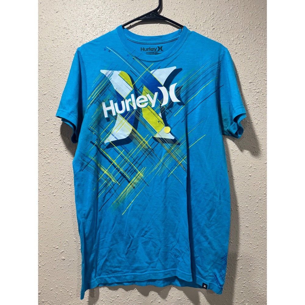 Hurley Mens Premium Fit Graphic T-Shirt Blue Organic Cottonâ Size Medium